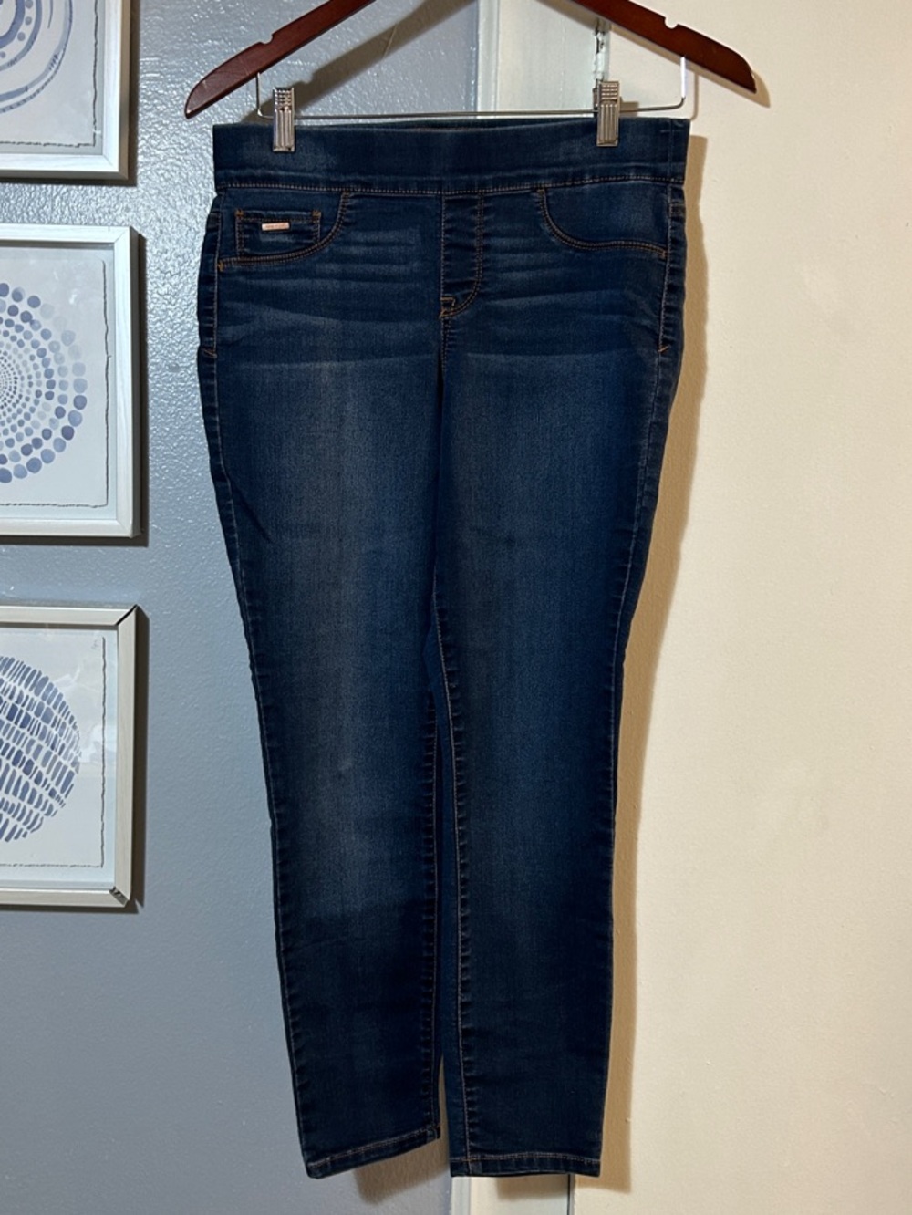 Nine West Women’s Pull On Skinny Blue Ankle Jeans Cropped Size 8